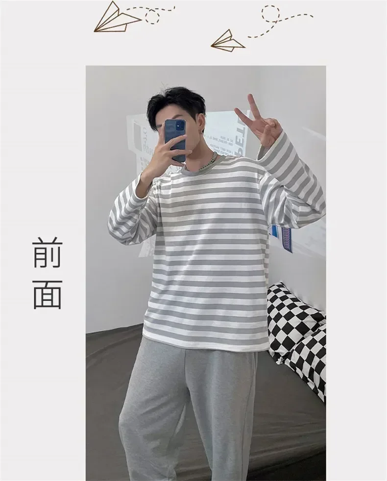 Nightwear Pajamas Home Stripe Sleepwear Winter Boys Sleeve Leisure Autumn Wear Soft Set Pijama Waist Long Elastic Men's Cloth
Nightwear Pajamas Home Stripe Sleepwear Winter Boys Sleeve Leisure Autumn Wear Soft Set Pijama Waist Long Elastic Men's Cloth