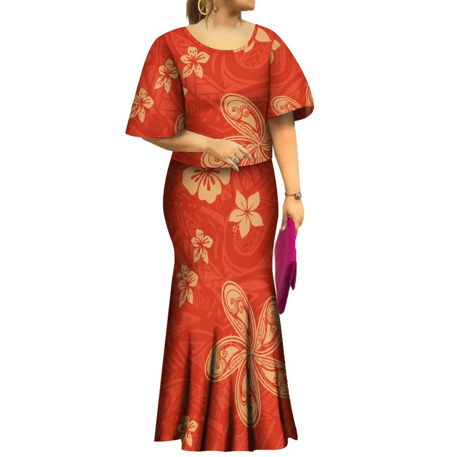 Red Luxury Design Samoan Puletasi Set Print Bat Sleeve Ptaha Polynesian Tribal Design Maxi Fishtail Skirt Womens 2 Piece Set
Red Luxury Design Samoan Puletasi Set Print Bat Sleeve Ptaha Polynesian Tribal Design Maxi Fishtail Skirt Womens 2 Piece Set