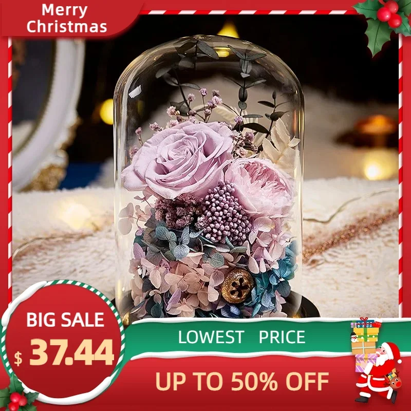 Eternal flower gift box with light gift box glass rose dry flower tabletop decoration for girlfriend's birthday gift
Eternal flower gift box with light gift box glass rose dry flower tabletop decoration for girlfriend's birthday gift