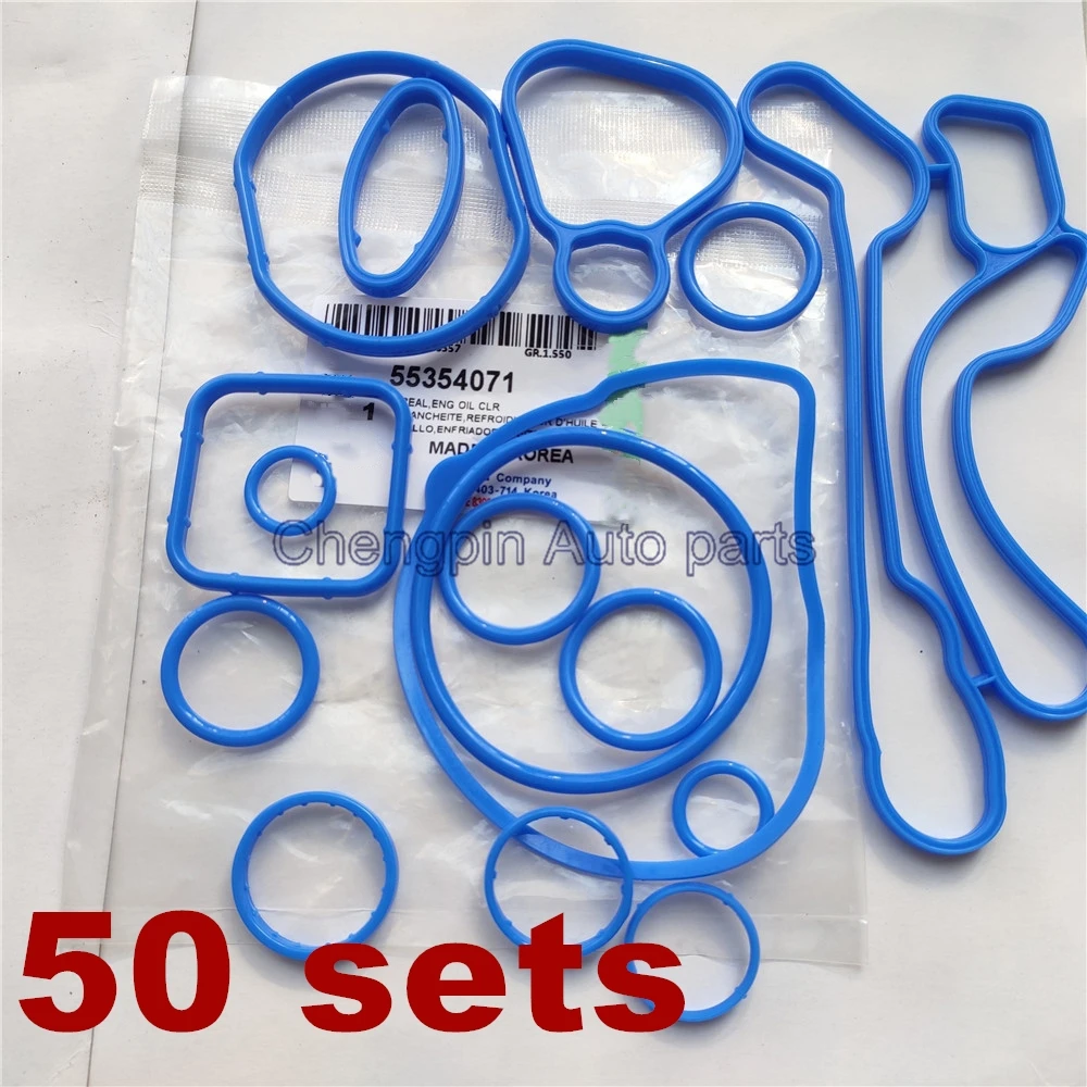 

50X Cooling System Oil Cooler Gasket Seals Blue OEM# 55354071 24445723 55354072 For Chevrolet Cruze 1.6L 1.8L Sonic Astra Zafira