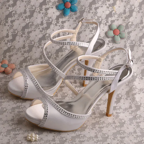 Wedopus Platform Heel Crystal White Slingback Sandals for Women Wedding Open Toe
Wedopus Platform Heel Crystal White Slingback Sandals for Women Wedding Open Toe