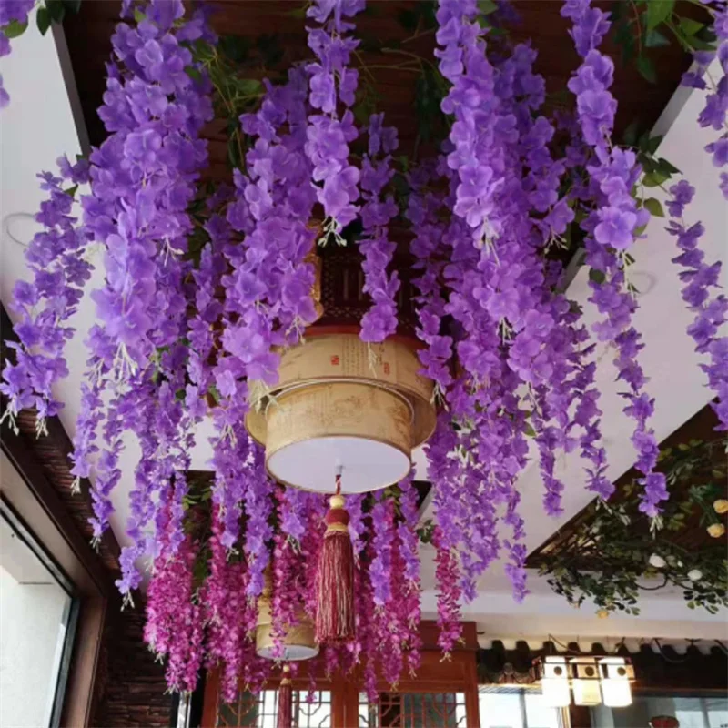 

Wisteria Artificial Flowers 12PCS Hanging Garland Wedding Fake Flower String Silk Flowers For Home Garden Wedding Decoration