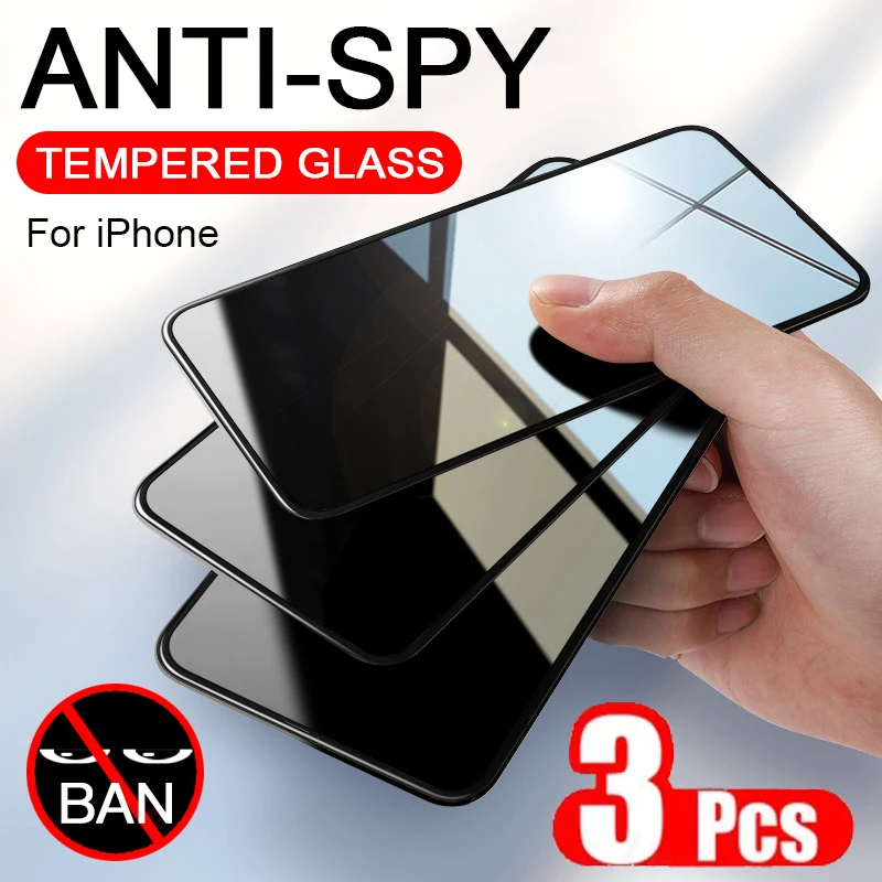 

3PCS Anti Spy Peep Privacy Tempered Glass For 6 6s 7 8 7p 8p X XR XS Screen Protector Phone 11pro 12 12mini 12pro 12promax