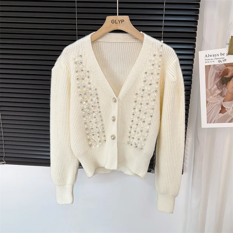 Drop Shipping Fall Winter V Neck Loose Knitted Sweater Coat For Women Set With Diamonds Knitwear Tops Jumpers Female 2023 New
Drop Shipping Fall Winter V Neck Loose Knitted Sweater Coat For Women Set With Diamonds Knitwear Tops Jumpers Female 2023 New