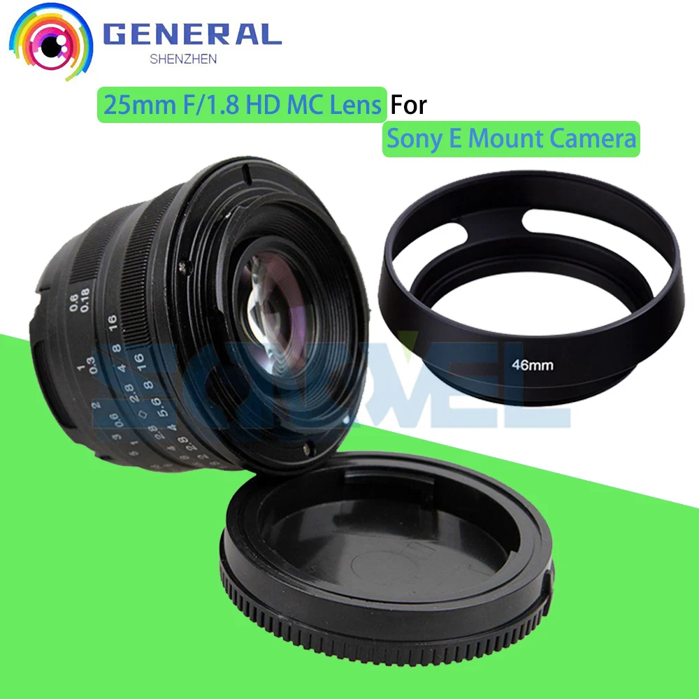 

Black 25mm F/1.8 HD MC Manual Focus Wide Angle Lens+Hood for Olympus Panasonic M4/3 Camera GX7 GX8 GH4 GH3 OM-D E-M5 E-M1 E-M10