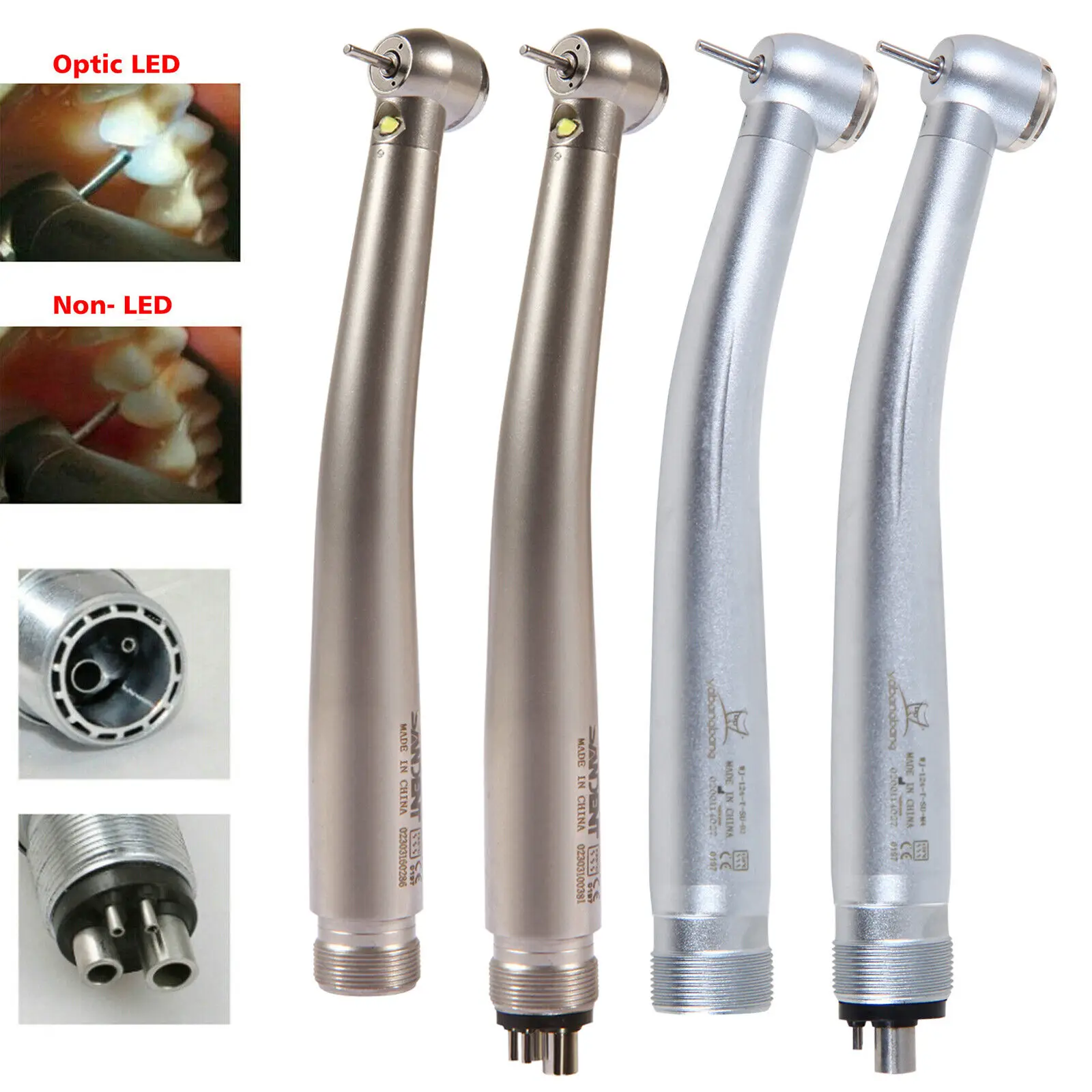 

Dental High Speed Turbine Handpiece No-LED/Fiber Optic Led E-generator 2/4Hole Fit Nsk Kavo