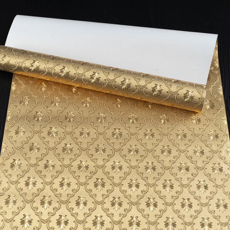 

Luxury Classic Gold Wallpaper Roll Bedroom Living Room Relief Damask Wall Paper Glitter Wallpapers Gold Foil papel de parede