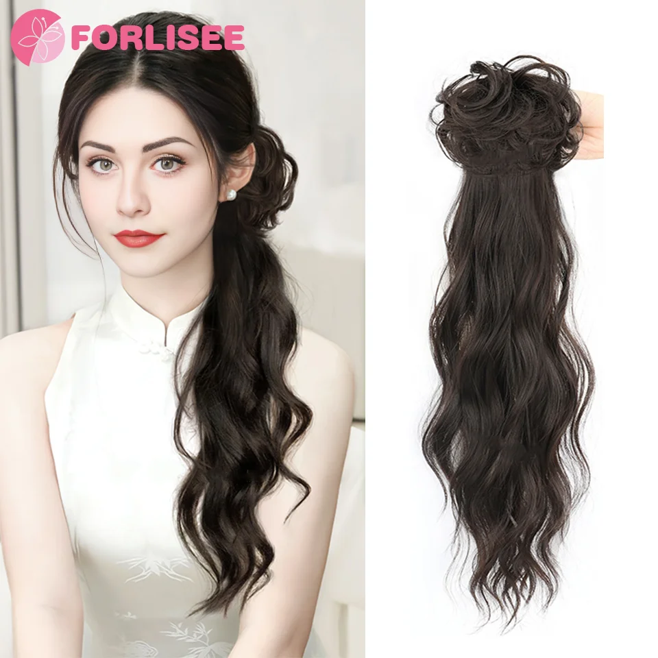 

FORLISEE Wig Ponytail Female New Chinese Style Claw Clip Ancient Style Hanfu Wig Braid Cheongsam Chinese Style Wavy Ponytail