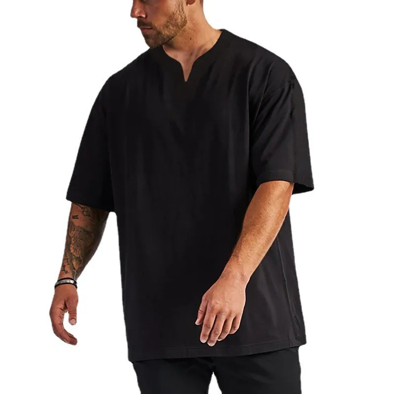 Mens Oversized Small V Neck T Shirt Dropped Shoulders Hip Hop Loose Gym Clothing Half Sleeve Cotton Fitness Bodybuilding T-shirt
Mens Oversized Small V Neck T Shirt Dropped Shoulders Hip Hop Loose Gym Clothing Half Sleeve Cotton Fitness Bodybuilding T-shirt