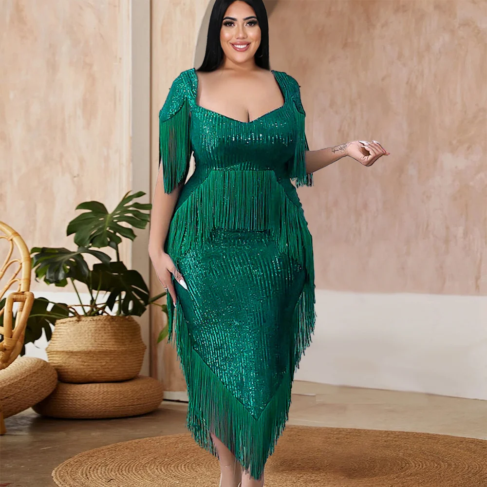 A Lin Plus Size Women Clothing Sequins Tassel Fashion Elegant Mid-length Irregular Sexy Club Cocktail Waist Shaper Party Dresses
A Lin Plus Size Women Clothing Sequins Tassel Fashion Elegant Mid-length Irregular Sexy Club Cocktail Waist Shaper Party Dresses