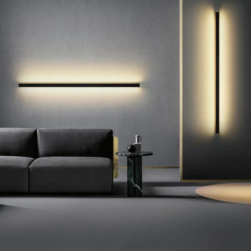 

Современная светодиодсветодиодный длинная настенная лампа, фон для дивана, гостиной, спальни, прикроватная настенная лампа, настенный светильник для ванной, зеркала, минималистский дизайн