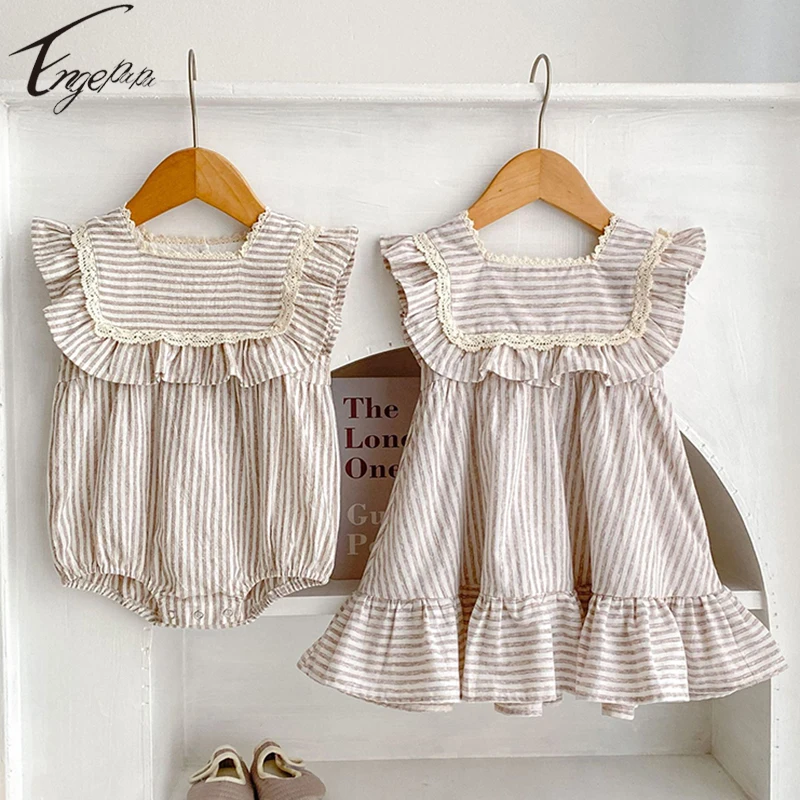 Newborn Baby Girls Short Sleeves Kids Striped Princess Dress Toddler Baby Girls Lace Jumpsuit Summer Girls Sister Clothes
Newborn Baby Girls Short Sleeves Kids Striped Princess Dress Toddler Baby Girls Lace Jumpsuit Summer Girls Sister Clothes