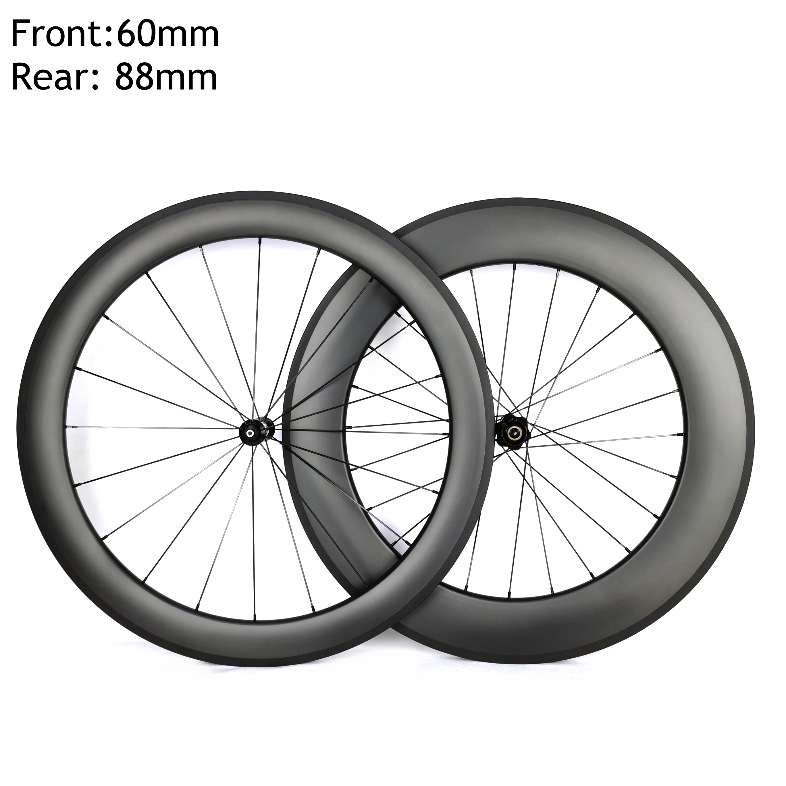 

700C Road Bicycle Carbon Fiber Wheel Set Depth Front 60mm Rear 88mm Width 25/23mm Clincher/Tubeless/Tubular UD Matte Finish