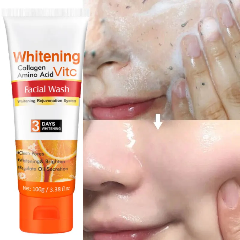 

Vitamin C Facial Cleanser Moisturizing Skin Cleansing Anti Acne Blackhead Remover Skincare Face Wash Foam Face Cleanser 100g