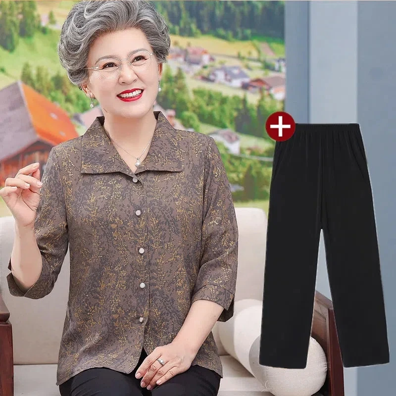 Elderly Grandma Print Shirt 3/4 Sleeve Spring Summer 60 To 80 Years Old Middle-Aged Mother Blouse Cardigan Blaus Womens Outfits
Elderly Grandma Print Shirt 3/4 Sleeve Spring Summer 60 To 80 Years Old Middle-Aged Mother Blouse Cardigan Blaus Womens Outfits