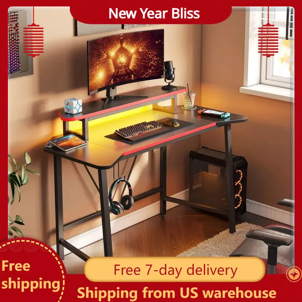 Bestier 50" Gaming Desk Computer Office Table With LED Lights & Monitor Stand Carbon Fiber Table for Laptop Bed Pliante Desks
Bestier 50" Gaming Desk Computer Office Table With LED Lights & Monitor Stand Carbon Fiber Table for Laptop Bed Pliante Desks