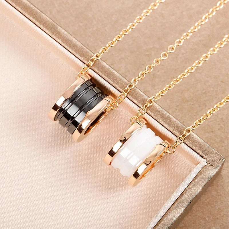 

Роскошные брендовые ювелирные изделия, розовое золото, черно-белое керамическое ожерелье, женское индивидуальное модное характерное женское колье, подарок для пары