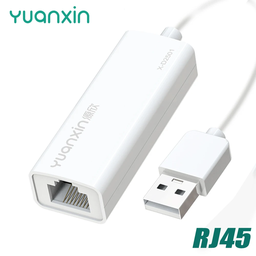 

YUANXIN 100Mbps Ethernet Adapter USB2.0 Network Card to RJ45 Lan for PC Windows 10 Xiaomi Mi Box 3/S Nintend Switch Ethernet USB