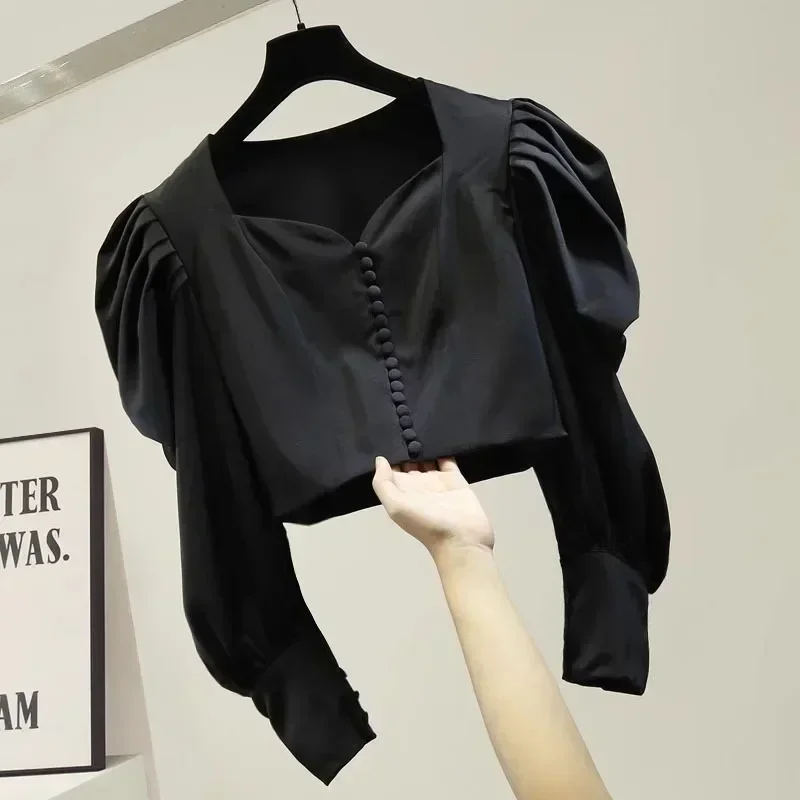 Elegant Pleated Lantern Long Sleeve Blouse Vintage Square Neck Shirt Autumn Office Tops Casual Loose Female Clothes Blusas 29536
Elegant Pleated Lantern Long Sleeve Blouse Vintage Square Neck Shirt Autumn Office Tops Casual Loose Female Clothes Blusas 29536