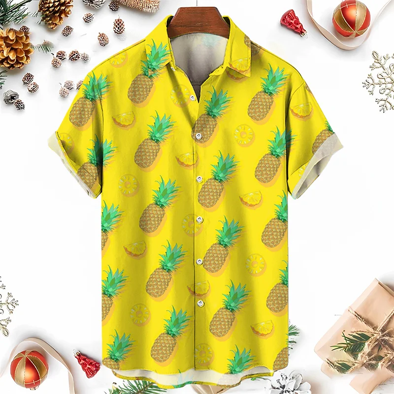 

New Summer 3D Fruit Pineapple Printed Shirts For Women Children Fashion Funny Streetwear Short Shirts Mens Hawaiian Y2k Clothing