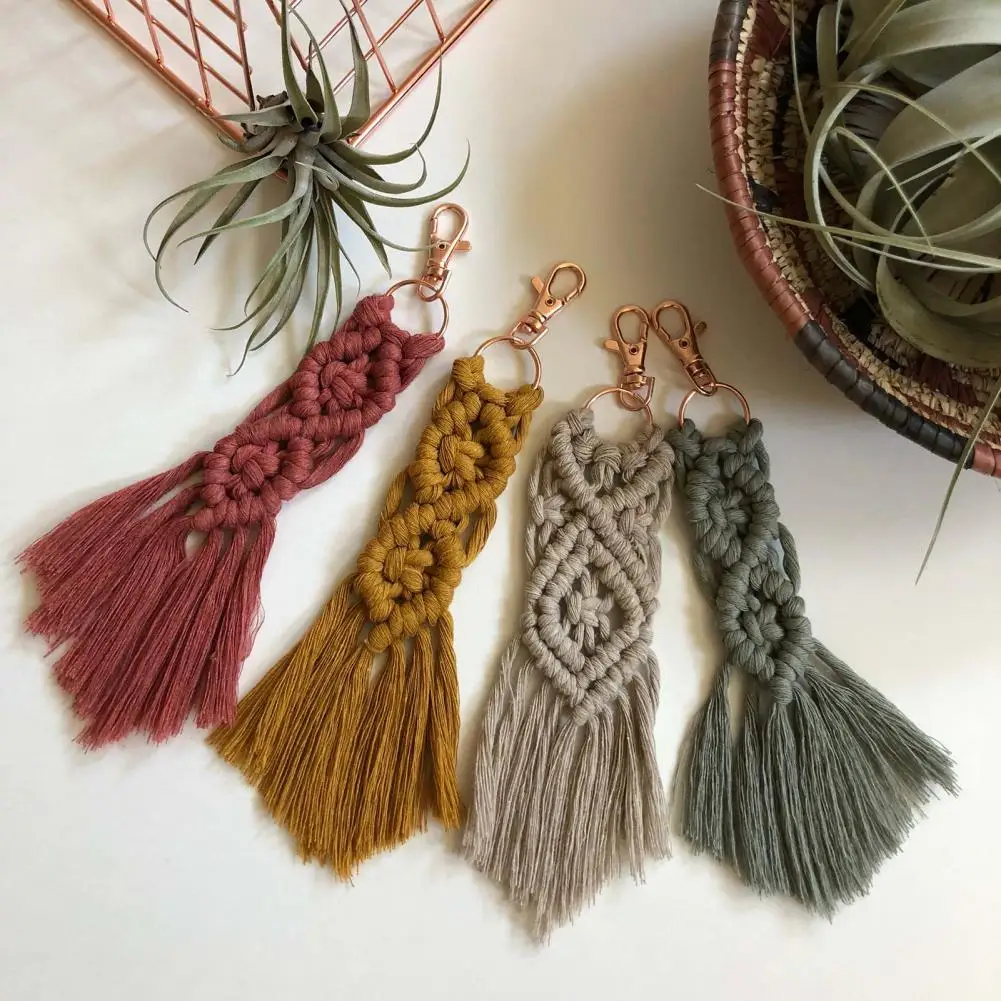 Vintage Macrame Tassel Keychain - Handwoven Boho Charm 4 S3fbea3ed97a4464fbe70bb843cc2b813q