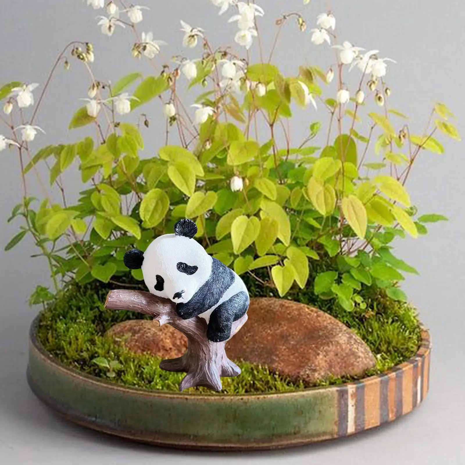 

Animal Sculpture Adorable Table Centerpiece Ornament Micro Landscape Panda Figurine for Courtyard Planter Pots Patio Outdoor