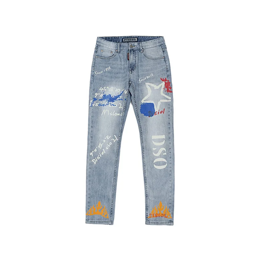 Fashion Summer Elastic Slim Men'S Jeans Small Feet Retro Printed Trendy Brand Personality Street Youth Pants Thin Pencil Jeans
Fashion Summer Elastic Slim Men'S Jeans Small Feet Retro Printed Trendy Brand Personality Street Youth Pants Thin Pencil Jeans