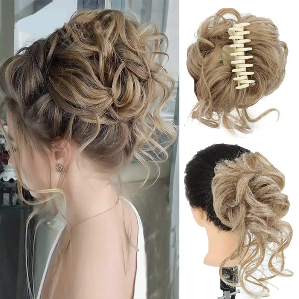 

Synthetic Hair Bun Messy Chignon With Tassels Ponytail Hair Extensions Wave Bun For Women Elastic Rubber Band Scrunchies