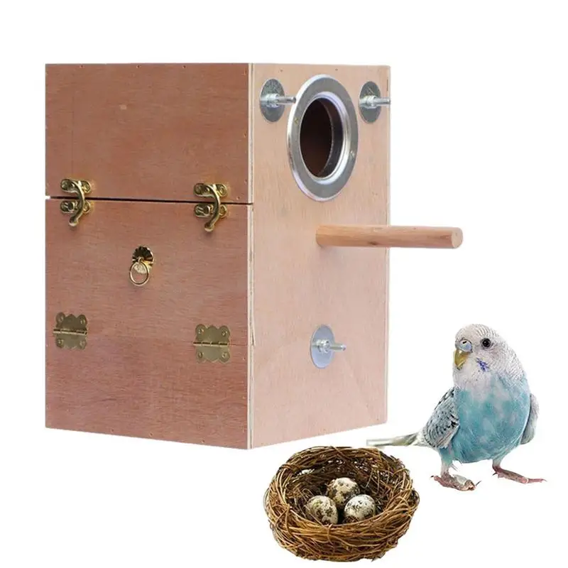 

Parakeet Nesting Box Bird Nest Breeding Box Cage Wooden House Wood Cage For Lovebirds Parrots Pigeons Cockatiel Budgie