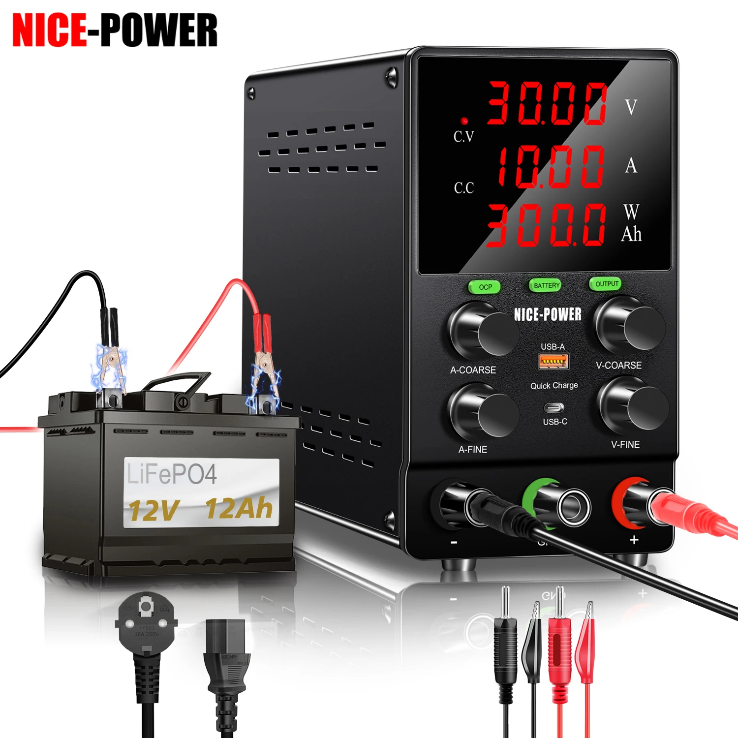 Type-C Quick Charging Adjustable DC Power Supply, Adjustable Source 30 v 10a 30 v 5a, Switching Power Supply For Lithium Battery
Type-C Quick Charging Adjustable DC Power Supply, Adjustable Source 30 v 10a 30 v 5a, Switching Power Supply For Lithium Battery