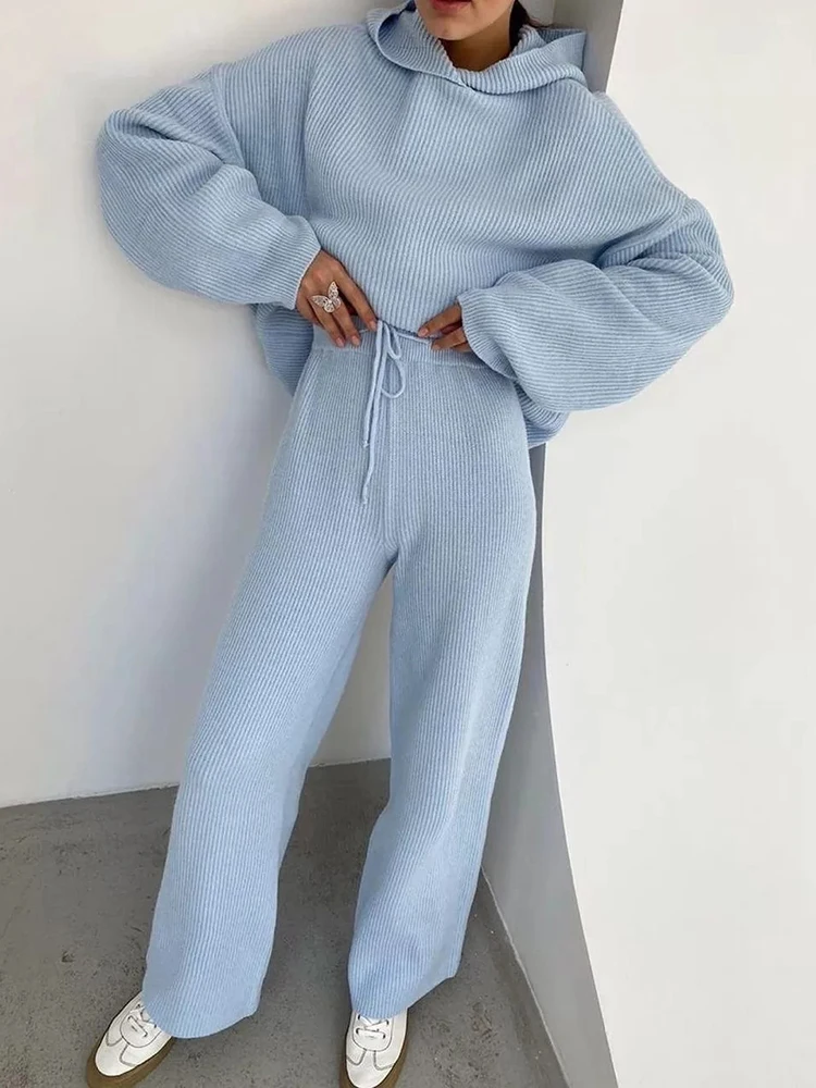 Fashion Sports Sweater Winter Warm Pullover Suits Women Two-piece Knitted Pullover And Wide Leg Pants Solid Casual Home Outfits
Fashion Sports Sweater Winter Warm Pullover Suits Women Two-piece Knitted Pullover And Wide Leg Pants Solid Casual Home Outfits