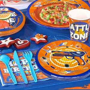 Dart War Party Supplies,100pcs Decorations Tableware Set-Dart War Party Plates Cups Napkins Tablecloth Balloons Banner etc Dart War Party Supplies,100pcs Decorations Tableware Set-Dart War Party Plates Cups Napkins Tablecloth Balloons Banner etc