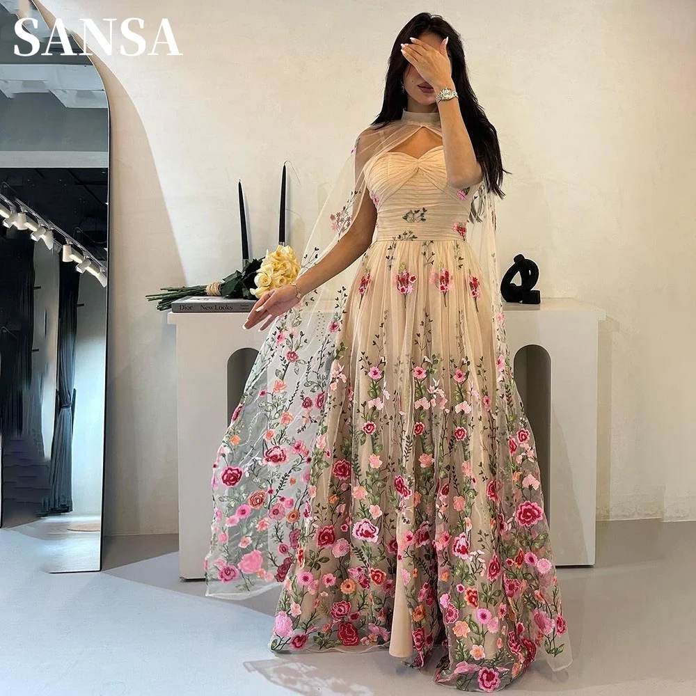 Sansa Luxury Flower Embroid Prom Dress With Cape Strapless A-line فساتين سهره فاخره Elegant Light Champagne Vestidos De Noche
Sansa Luxury Flower Embroid Prom Dress With Cape Strapless A-line فساتين سهره فاخره Elegant Light Champagne Vestidos De Noche