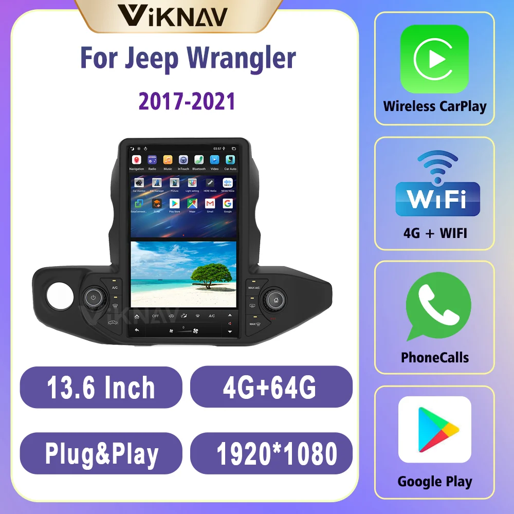 13.6 Inch Big Screen 64G PX6 Carplay Radio For Jeep Wrangler 2017-2021 Original Car Function GPS Navigation DVD Multimedia
13.6 Inch Big Screen 64G PX6 Carplay Radio For Jeep Wrangler 2017-2021 Original Car Function GPS Navigation DVD Multimedia