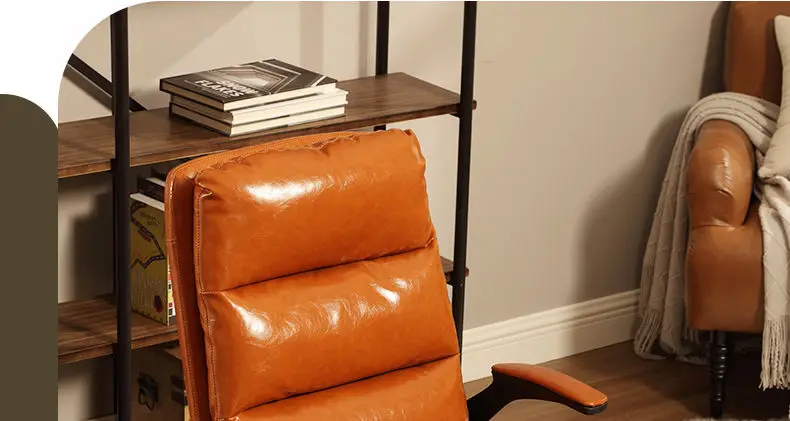 Luxurious Leather Comfortable Computer Chair, Bedroom Study Office Writing Chair, Student Sedentary Study Chair, Retro Furniture Luxurious Leather Comfortable Computer Chair, Bedroom Study Office Writing Chair, Student Sedentary Study Chair, Retro Furniture