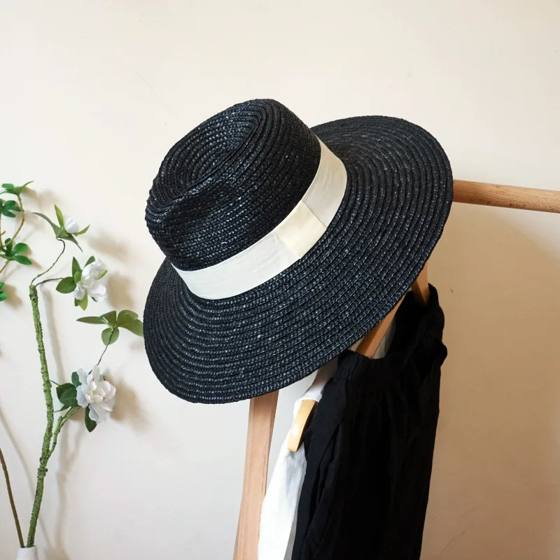 

New Classical Black Coffee Straw Hat Wide Brim Summer Fedora Hat Men Women Panama Jazz Sun Hat Church Party Hat Boater Beach Hat