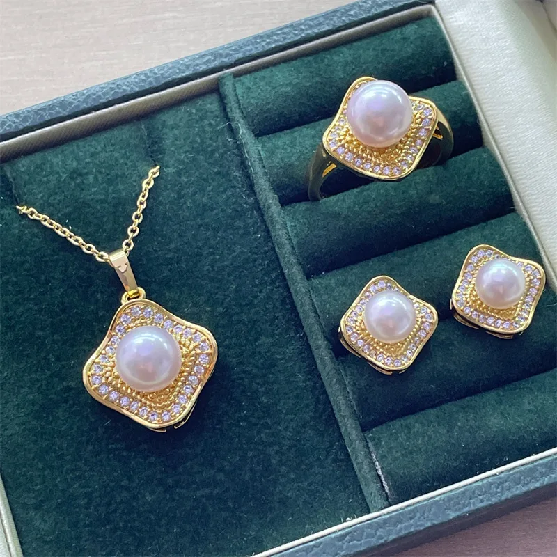 New Arrival Shiny Crystal Pearl Jewelry Sets 14K Gold Gild 100% Natural Freshwater Pearl Necklace Earrings Rings For Women Gift
New Arrival Shiny Crystal Pearl Jewelry Sets 14K Gold Gild 100% Natural Freshwater Pearl Necklace Earrings Rings For Women Gift