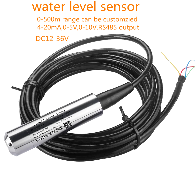 

4-20mA 0-10V Hydrostatic Submersible Water Level Sensor 0-3.3V RS485 Transmitter 5M 8M 3M Measuring Range DC5V DC24V