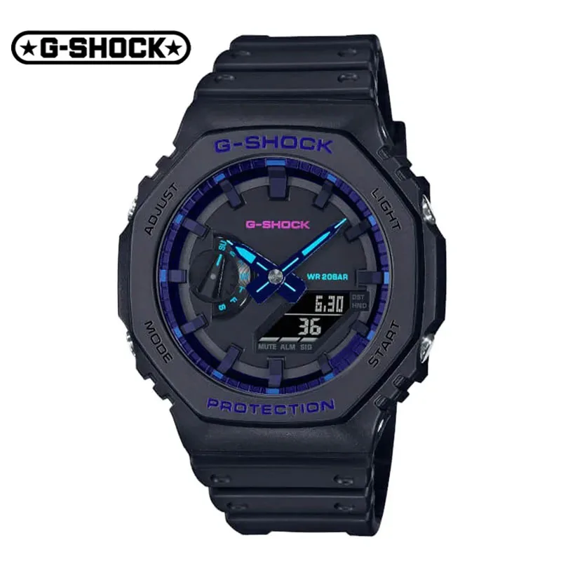 Мужские кварцевые часы G-SHOCK GA 2100, модные спортивные повседневные многофункциональные уличные противоударные светодиодные часы с двойным дисплеем
Мужские кварцевые часы G-SHOCK GA 2100, модные спортивные повседневные многофункциональные уличные противоударные светодиодные часы с двойным дисплеем