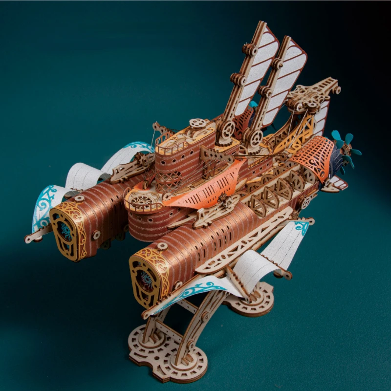 

Fantasy Ship 3D Puzzle Model Toy Building Blocks Three-Dimensional Wooden Handmade Assembling Toys Vintage Magic Ship Adult Toys