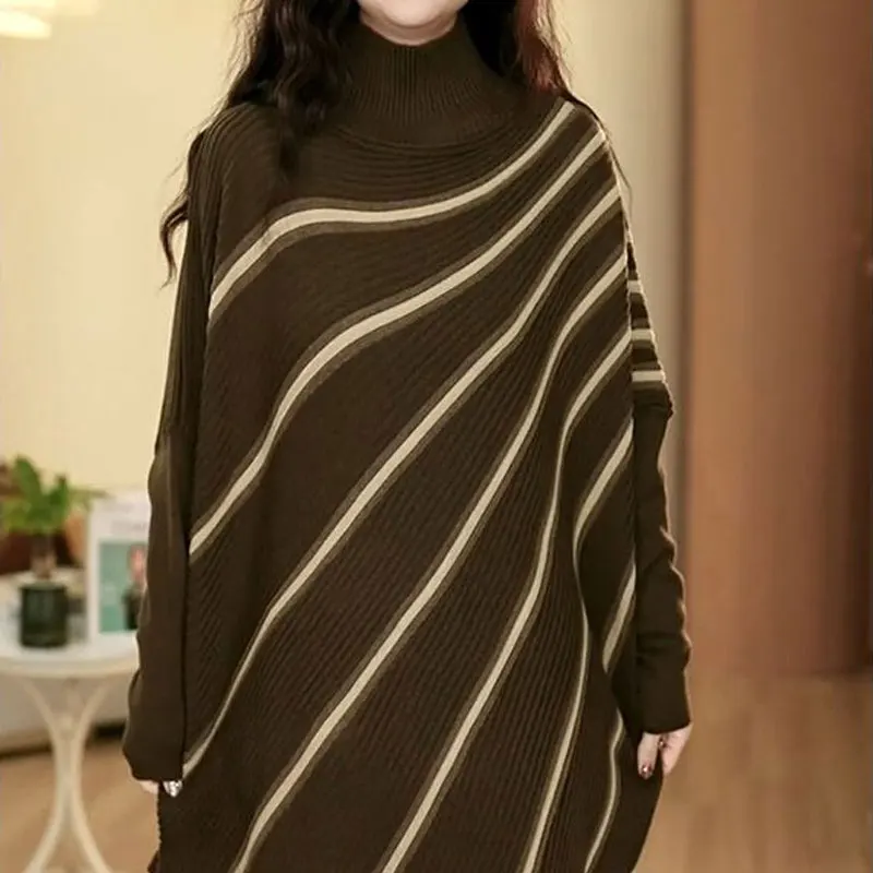 Female Clothing Asymmetrical Jumpers Commute Fashion Striped Casual Loose Autumn Winter Vintage Turtleneck Knitted Midi Sweaters
Female Clothing Asymmetrical Jumpers Commute Fashion Striped Casual Loose Autumn Winter Vintage Turtleneck Knitted Midi Sweaters