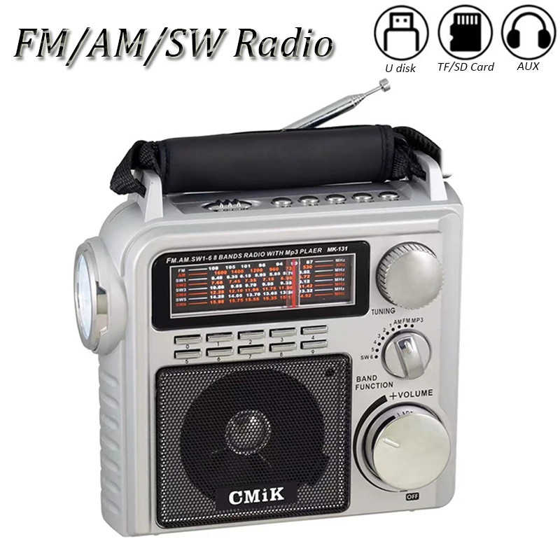 Portable Retro Full Band Radio FM/AM/SW1-6 Band Radio Speaker MP3 Music Player with Flashlight Support SD/TF Card/USB/AUX Play
Portable Retro Full Band Radio FM/AM/SW1-6 Band Radio Speaker MP3 Music Player with Flashlight Support SD/TF Card/USB/AUX Play