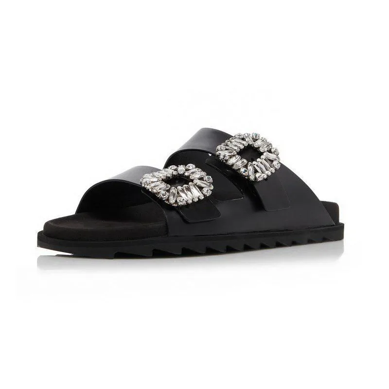 Crystal Decorate Summer Shoes Black Non-slip Casual Slipper Outdoor Genuine Leather Platform Designer Shoes Women High Quality
Crystal Decorate Summer Shoes Black Non-slip Casual Slipper Outdoor Genuine Leather Platform Designer Shoes Women High Quality