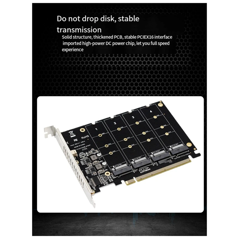 PCIEX16 NVME PCB PH44 NVME 4-Disk Array Card PCIE Signal Split Array Card Array Expansion Adapter Card
PCIEX16 NVME PCB PH44 NVME 4-Disk Array Card PCIE Signal Split Array Card Array Expansion Adapter Card