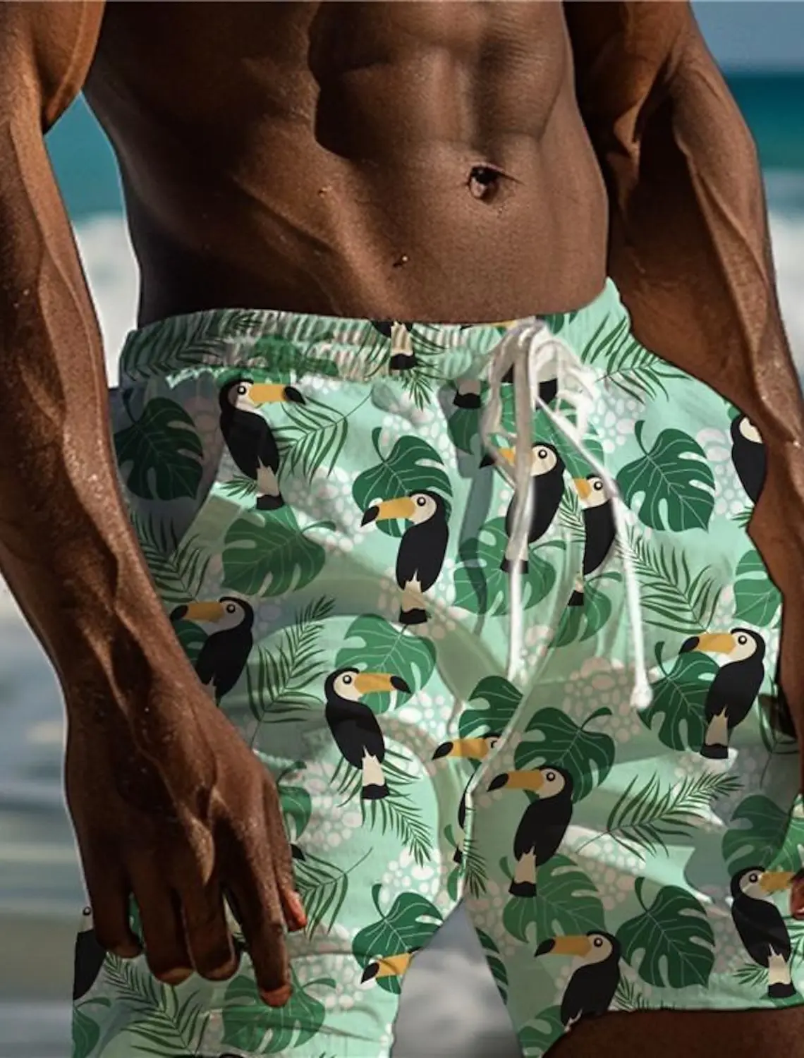 

Summer Hawaiian Style Men's Resort 3D Printed Board Shorts Swim Trunks Elastic Waist Drawstring Aloha Holiday Beach