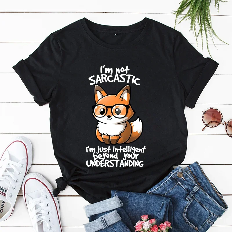 Cartoon Cute Fox T-Shirts Women TShirts I'm Not Sarcastic T-Shirts Funny Sarcastic Tshirts Hip Hop Streetwear Y2k Tops Women Tee
Cartoon Cute Fox T-Shirts Women TShirts I'm Not Sarcastic T-Shirts Funny Sarcastic Tshirts Hip Hop Streetwear Y2k Tops Women Tee