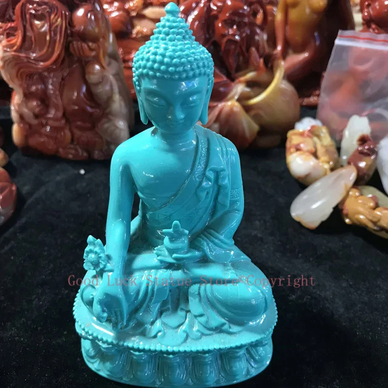 

TOP GOOD HOME family TOP efficacious Protection # Asia Tibetan Buddhism the Medicine Buddha Turquoise statue