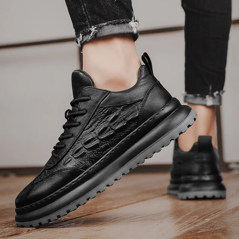 Men Faux Cowhide Crocodile Print Sneakers Casual Leather Shoes Men's Versatile Thick Soled Wear Resistant Shoes Men's Work shoes
Men Faux Cowhide Crocodile Print Sneakers Casual Leather Shoes Men's Versatile Thick Soled Wear Resistant Shoes Men's Work shoes