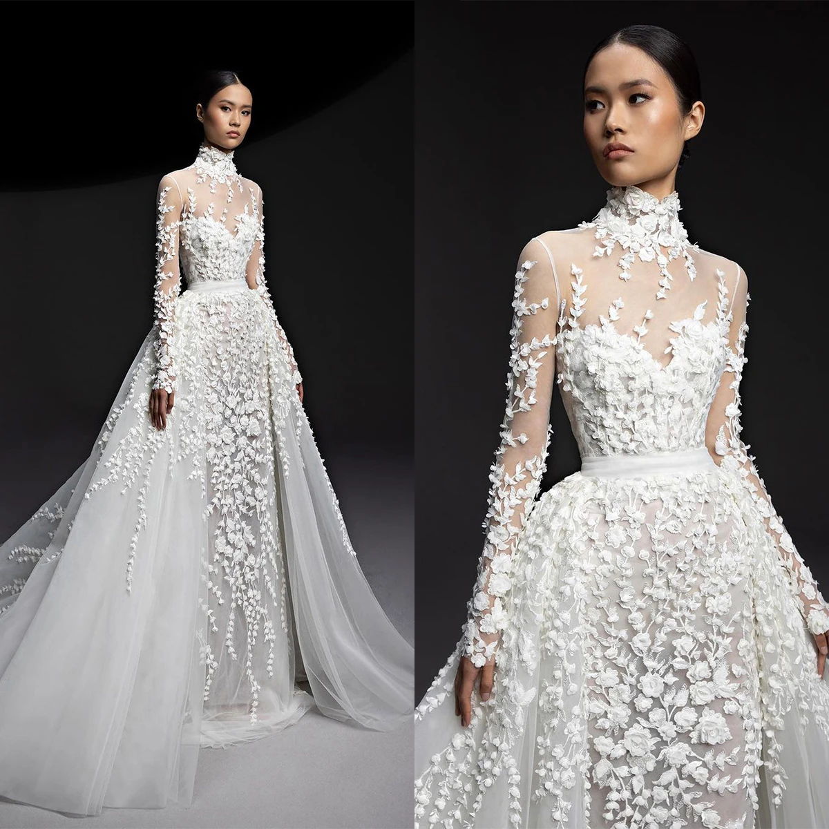 Princess A Line Wedding Dresses High Collar Long Sleeves Appliqued Lace Bridal Gowns Custom Made Sweep Train Robe De Mariee
Princess A Line Wedding Dresses High Collar Long Sleeves Appliqued Lace Bridal Gowns Custom Made Sweep Train Robe De Mariee