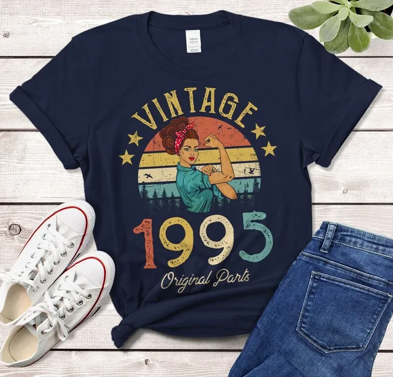 

2024 Y2k Short Sleeves Summer Loose T-shirt Vintage 1995 T-Shirt Made in 1995 Wife Mom Classic Cotton Kawaii Sweet Harajuku Tees